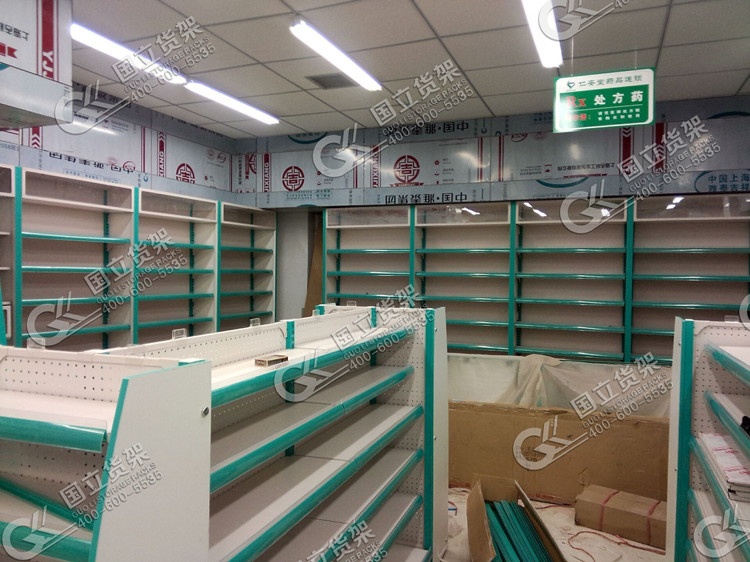 藍色藥店貨架